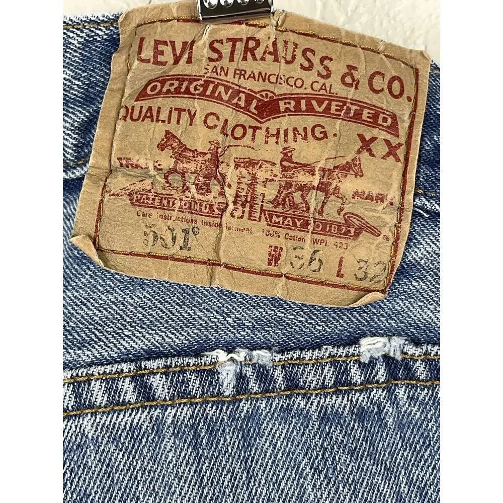 Vintage Levi's 501‎ Button Fly Mens Jeans Size 36x32 Medium Wash Made In Haiti